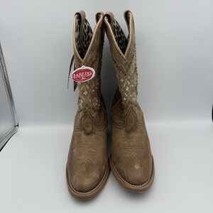 NEW Laredo Womens Journee Brown Leather Embroidered Studded Cowboy Boots Sz 7.5